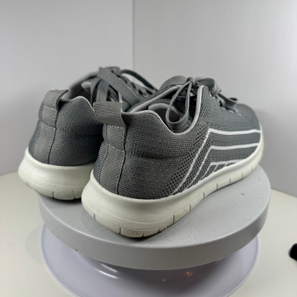Womens Grey Knit Athletic Shoes Lace Up Comfort Sneakers Size 9M - Picture 5 of 9